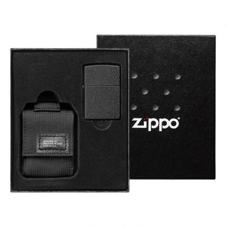 Zippo Crackle Lighter - Pochette Nylon - Noir