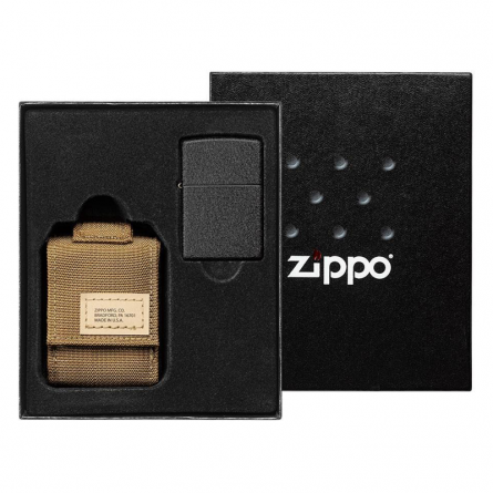 Zippo Crackle Lighter - Pochette Nylon - Camel