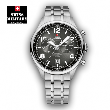 Montre à Aiguilles chronographe Vintage - 100 M - Swiss Military - Acier