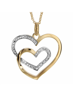 Collier Plaqué or double coeur