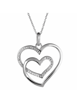 Collier Argent double coeur