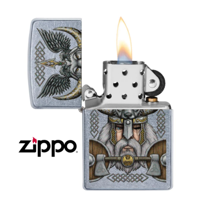 Accendino Zippo Viking Odin – Standard – Design Con Motivi Vichinghi – Fatto In Italia