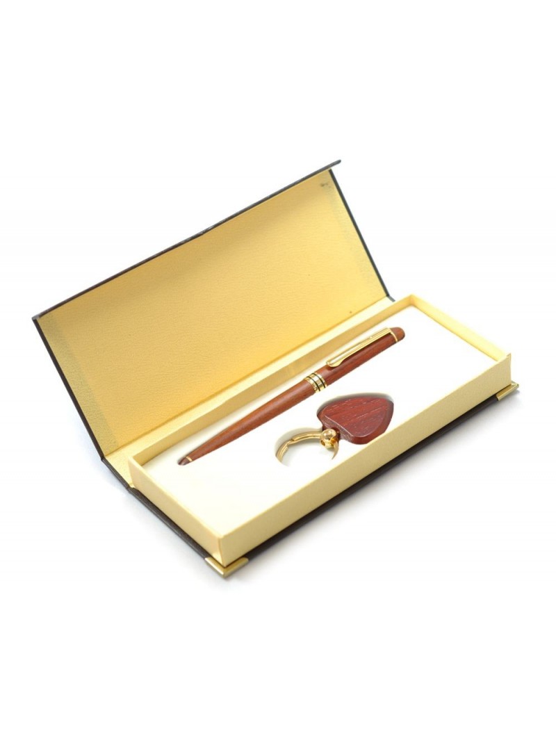Coffret stylo roller + Porte-clés coeur