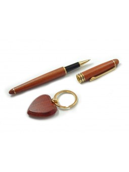 Coffret stylo roller + Porte-clés coeur