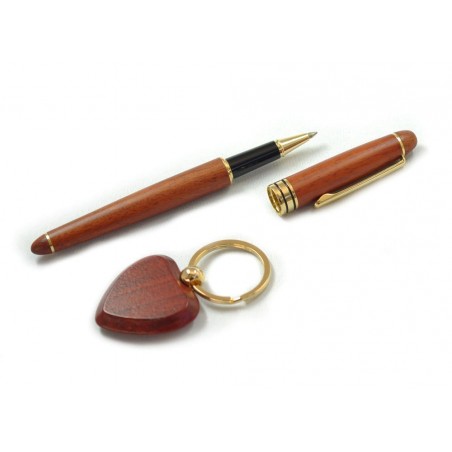 Coffret stylo roller + Porte-clés coeur