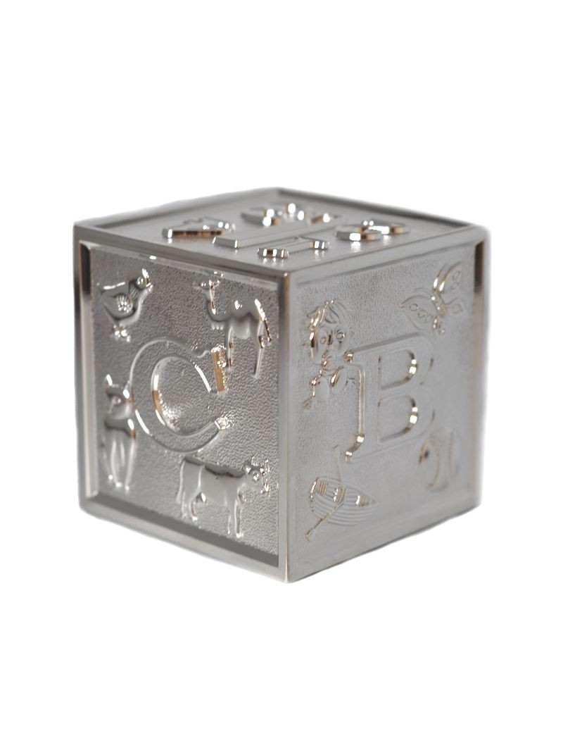 Tirelire cube avec motif enfantin