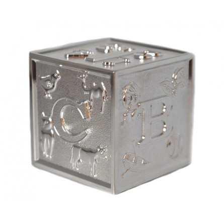 Tirelire cube avec motif enfantin Tirelire cube avec motif enfantin