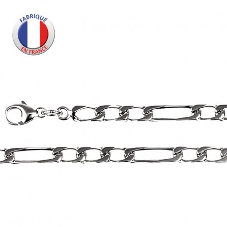 Collier argent rhodié - Maille alternée 3+1 - Largeur 4mm Collier argent rhodié - Maille alternée 3+1 - Largeur 4mm