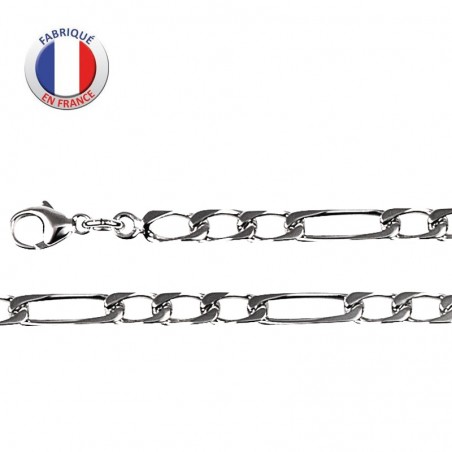 Collier argent rhodié - Maille alternée 3+1 - Largeur 4mm