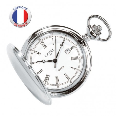 Montre de Poche couvercle Chromée - Fabrication Française  - Chiffres romains