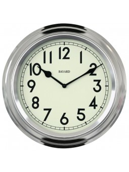 Pendule murale en métal argenté - BAYARD - Mouvement silencieux