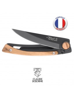 Couteau Liner Lock Laguiole - Claude Dozorme - Bois d'olivier - Revêtement Noire