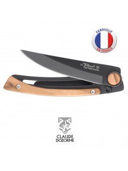  Couteau Liner Lock Laguiole - Claude Dozorme - Bois d'olivier - Revêtement Noire