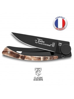  Couteau Liner Lock Le Thiers - Claude Dozorme - Corne de bélier - Revêtement Noir