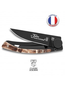 Couteau Liner Lock Le Thiers - Claude Dozorme - Corne de bélier - Revêtement Noir