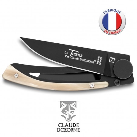  Couteau Liner Lock Le Thiers - Claude Dozorme - Corne Blonde - Revêtement Noir