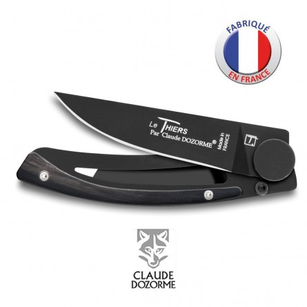  Couteau Liner Lock Le Thiers - Claude Dozorme - Corne Noire - Revêtement Noir