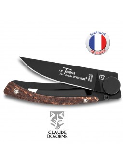  Couteau Liner Lock Le Thiers - Claude Dozorme - Bois de Cerf - Revêtement Noir