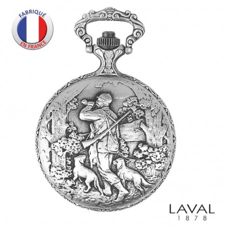 Montre gousset avec couvercle - LAVAL Paris - Motif Chasse