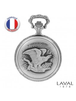 Montre gousset avec couvercle - LAVAL Paris - Motif Moto