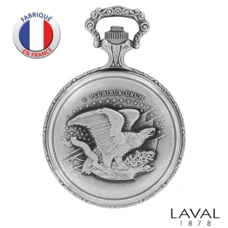 Montre gousset avec couvercle - LAVAL Paris - Motif Moto