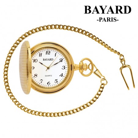 Montre de poche avec couvercle - BAYARD Paris - Laiton doré 