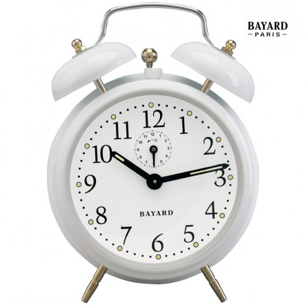 Réveil mécanique à cloches - Bayard - Laqué blanc Réveil mécanique à cloches - Bayard - Laqué blanc