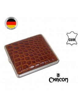 Etui à cigarettes - Cuir Brun façon Croco - Chacom