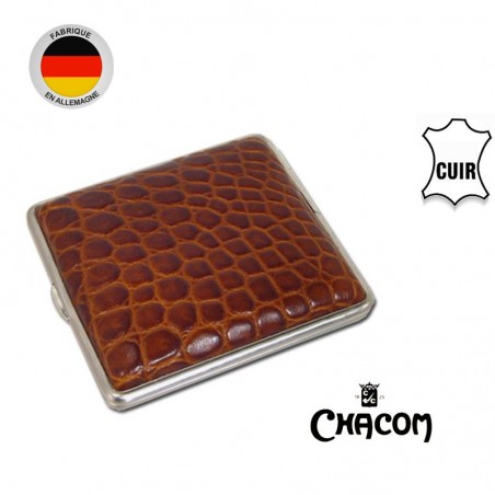 Etui à cigarettes - Cuir Brun façon Croco - Chacom 