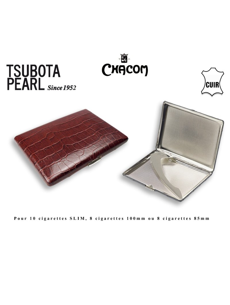 Etui à cigarettes - TSUBOTA - Gainé cuir Marron