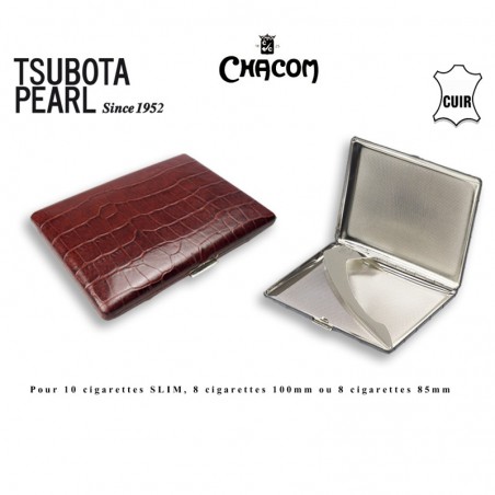 Etui à cigarettes - TSUBOTA - Gainé cuir Marron