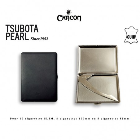 Etui à cigarettes - TSUBOTA - Gainé cuir lisse Noir