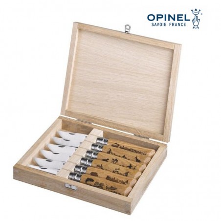 Coffret collection 6 Opinel - ANIMALIA - Bois chêne