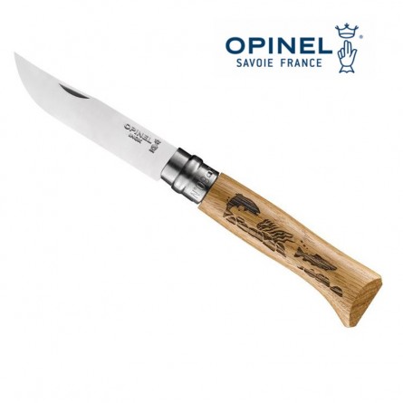 Opinel n°8 "Animalia 3" POisson - Chêne