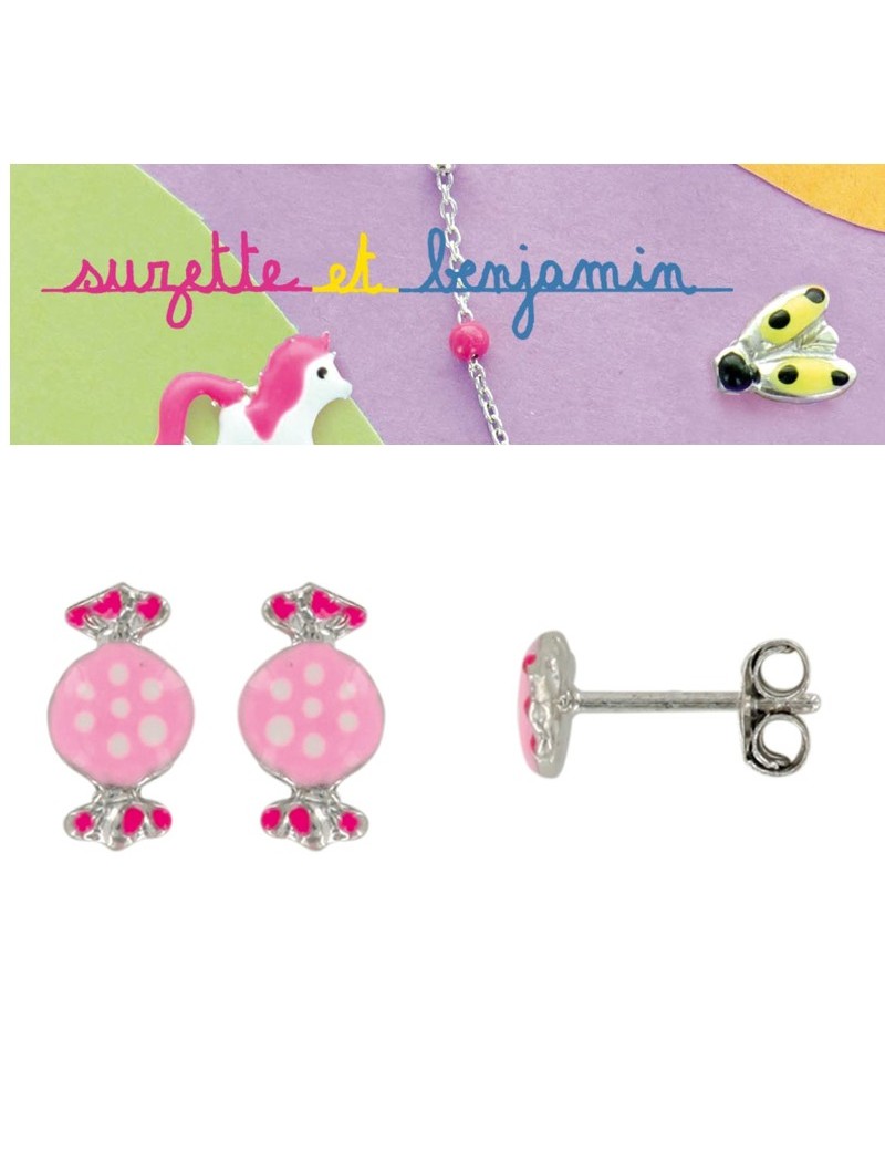 Boucles d'oreilles fille, Boucles d'oreilles enfants en argent, Boucles d' oreilles