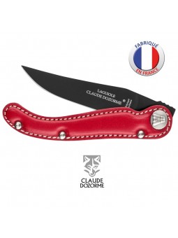 Couteau MANCHE CUIR rouge  - Claude Dozorme - Le Baroudeur Laguiole