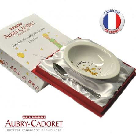 Assiette porcelaine et Cuillère acier  - Petit Prince - Aubry Cadoret