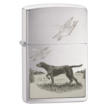 Briquet Pointer Dog and Ducks - Zippo Brushed Chrome