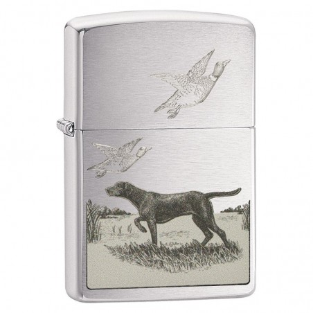 Briquet Pointer Dog and Ducks - Zippo Brushed Chrome