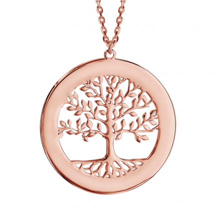 Collier Plaqué or rose Arbre de vie à graver Collier Plaqué or rose Arbre de vie à graver