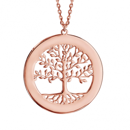 Collier Plaqué or rose Arbre de vie à graver