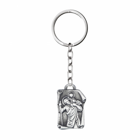 PORTE CLEFS ACIER ST CHRISTOPHE PARCHEMIN