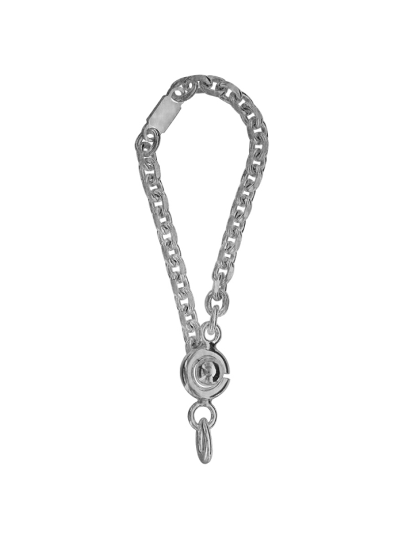 Système Porte-Clefs Argent Massif - Type anneau + chaîne